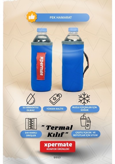 Xpermate Termal İçecek Kılıfı Sıcak & Soğuk Tutan Su Termal Kılıf 0,5l Mavi