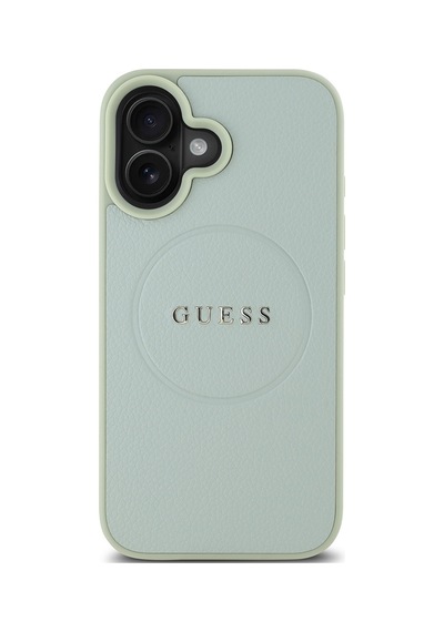 Apple iPhone 16 Plus Uyumlu Kılıf Guess Lisanslı Magsafe Şarj Özellikli Yazı Logolu Grained Kapak Yeşil