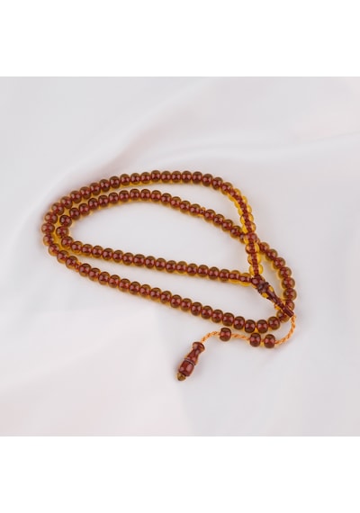 Ateş Kehribar 99luk Namaz Tesbih Tekerlek Kesim 9x7mm Tesbih - Kayısı Kırmızı