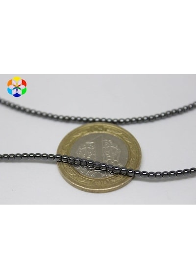 Yasam Tohumu Hematit Taşı Yarım Dizi 2 MM Küçük Delikli 17 CM Gümüş