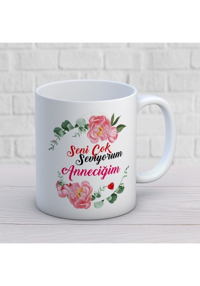 Seni Çok Seviyorum Anneciğim Baskılı 1 Adet Annelerin Gönlünü Fetheden Anneler Günü Hediyelik Kupa Beyaz