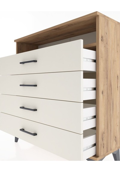 Arges Şifonyer Tek Raflı 4 Çekmeceli 88x30x96 Çam-aytaşı Çam