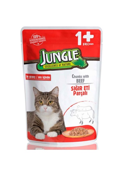 Jungle Kedi Yaş Mama Biftekli Jelli 100 Gr