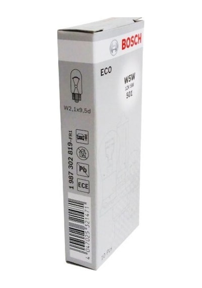 Bosch  1987302819 Eco Dipsiz Ampul 12V 5W T10 W5W 10'Lu Paket