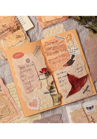 Vintage Doku Tasarımlı Scrapbook Kağıt Seti 28 Parça