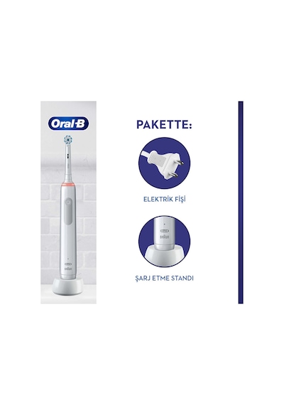 Oral-B Pro 3500 Şarj Edilebilir Diş Fırçası Beyaz+başlık X2