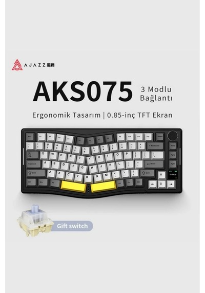 Aks075 Ergonomik Tasarım Mekanik Klavye-bt5.1/2.4gwireless/usb-c Kablolu-hot Swap Dinamik Rgb