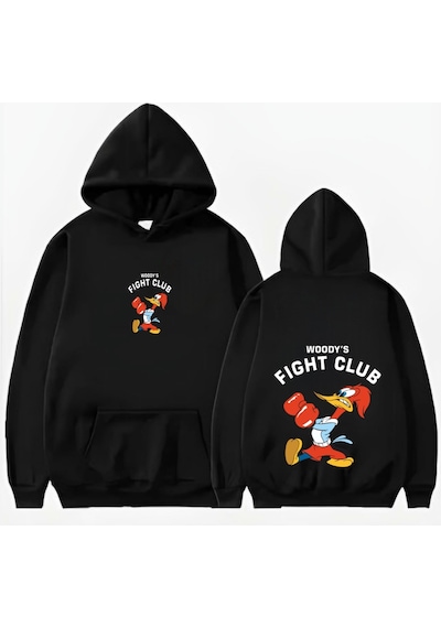 Startmore Fıght Club Basklı Kapişonlu Sweat Siyah