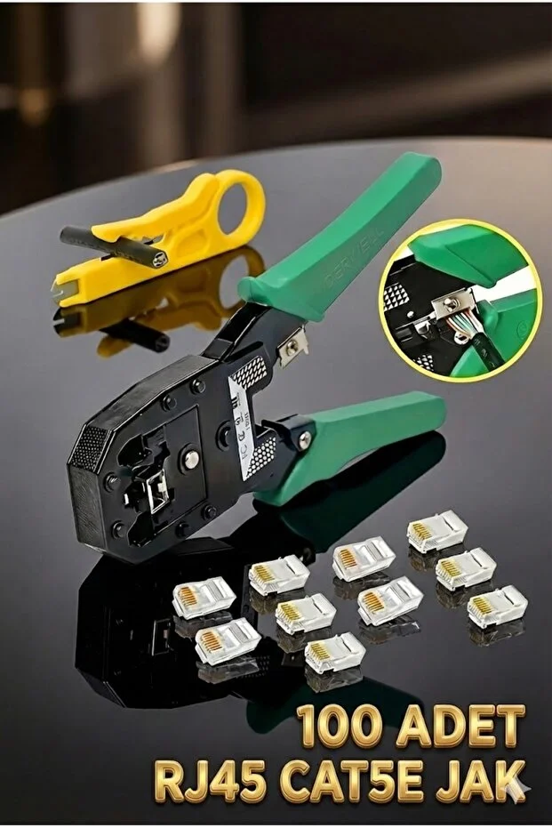 2in1 Set Rj45 8p8c Cat5e/cat6 Rj11 Utp Jak Sıkma Cakma Pensesi İnternet Ethernet Sıkma Pensesi + 100 Adet Jak
