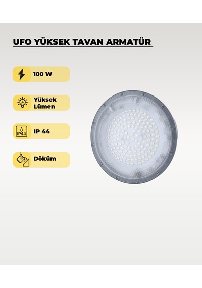 Yüksek Tavan Ufo Armatür 100w - 4000k Gün Işığı Gri