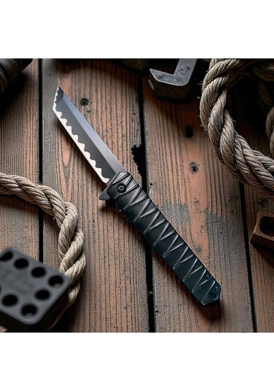 Samurai Tanto Çelik Kamp Çakı Siyah