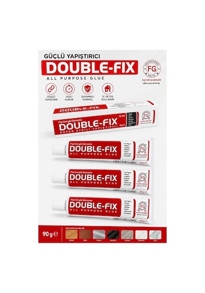 Sıvı Yapıştırıcı 90 Gr Tüp Double-fix Çok Amaçlı Kuvvetli Yapıştırıcı 3 Adet Okul Büro Yapıştırıcısı Kağıt Karton