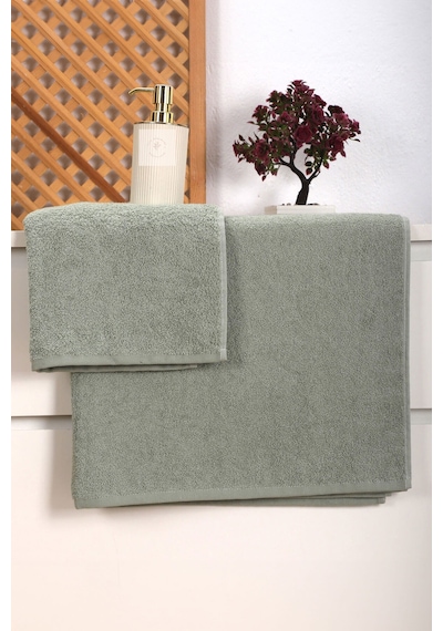 2 Parça Kadın / Erkek Banyo Duş Hamam Havlu Seti 90x150 Cm %100 Pamuklu Yeşil