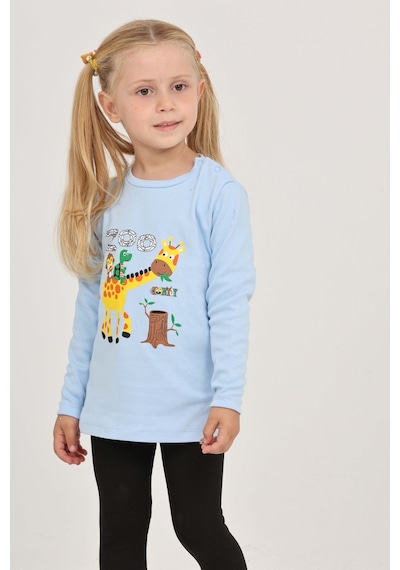 Toontoy Kız Çocuk Zürafa Baskılı Sweatshirt Koyu Mavi