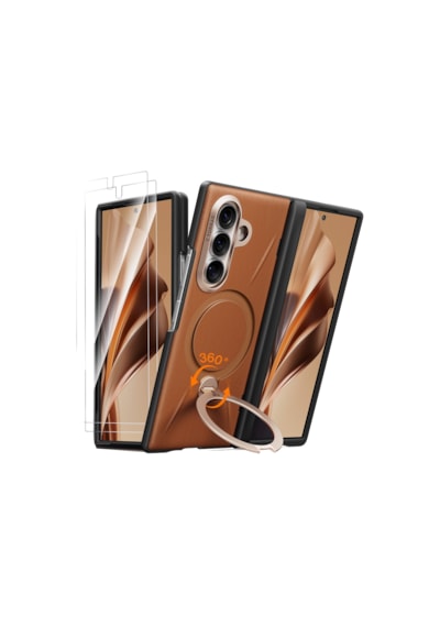 Torras Samsung Galaxy Uyumlu Z Fold 8 Ultra Ostand Q3 Vegskin 2 Adet Ekran Koruyuculu Magsafe Kılıf Kahverengi