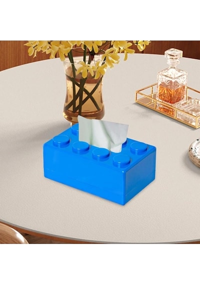 Lego Tipi Yapı Taşı Mendil Kutusu 20x13x8 Cm Mavi Mavi