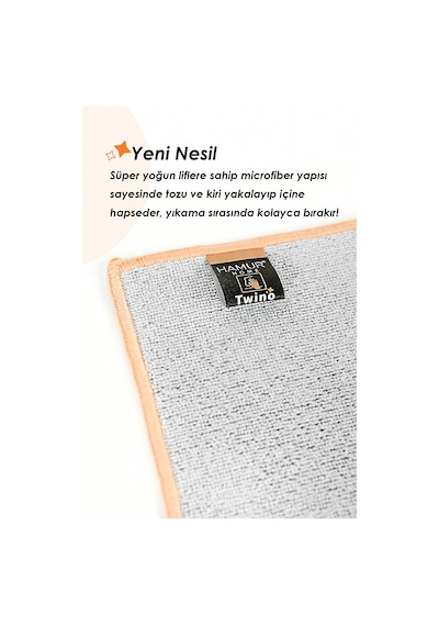 Twino 3'lü Çift Taraflı Zor Kir Temizlik Bezi 30x30 Mikrofiber Telli Ovma Mutfak Lavabo Tezgah Bezi