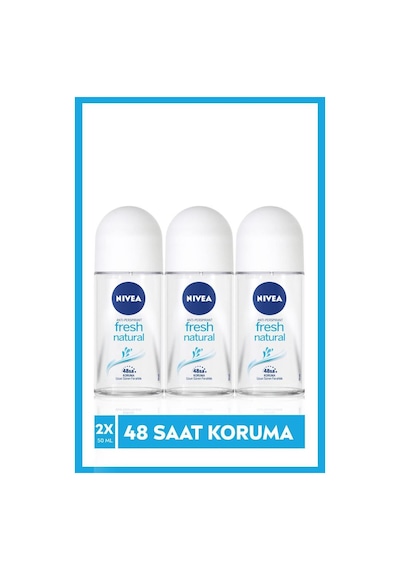 NIVEA Kadın Roll-On Deodorant Fresh Natural 50 ml x3 Adet ,48 Saat Deodorant Koruması, Eşsiz & Fresh Koku