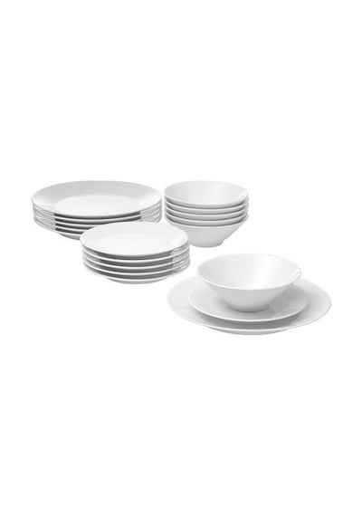 Ikea 365+ Porselen 6 Kişilik 18 Parça Yemek Takımı 17-27 Cm Beyaz Yuvarlak