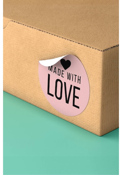 Pembe Kalpli Love Kargo Sticker 3x3cm St2176 Çok Renkli