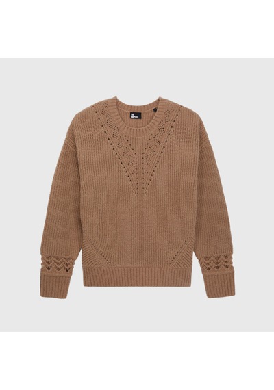 The Kooples Kadın Comfort Fıt Bisiklet Yaka Kahverengi Yün Karışımlı Kazak