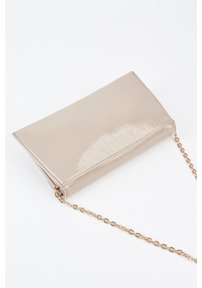 Vivaq Kadın Vizon Zarf Tasarım 2 Bölmeli Mini Zincir Askılı Çıt Çıt Kapama Clutch Ve El Çantası VİZON