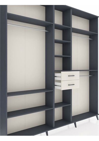 Arges Dolap 10 Raflı 2 Çekmeceli 3 Askılı 220x30x243 Antrasit-antrasit/aytaşı Antrasıt/aytası Arges Dolap 10 Raflı 2 Çekmeceli 3 Askılı 220x30x243 Antrasit-antrasit/aytaşı Antrasıt/aytası