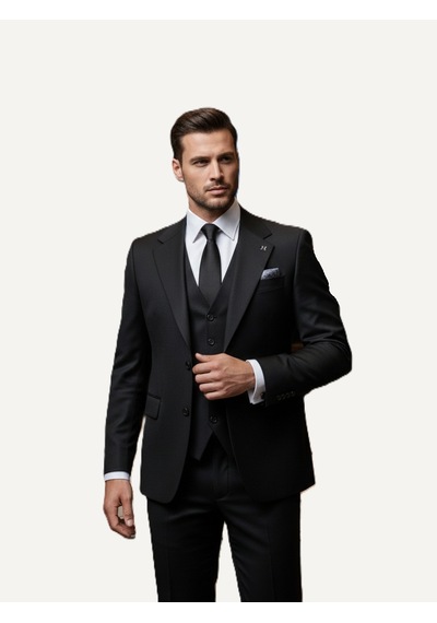 Hermose Signature Onyx Siyah Yelekli Takım Elbise