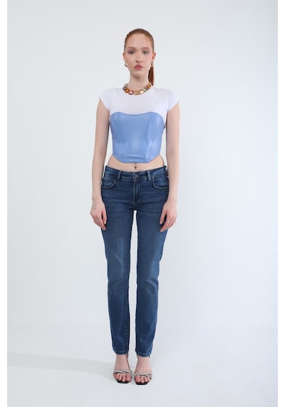Kadın Slim Fit Likralı Lacivert Jean Pantolon Lacivert