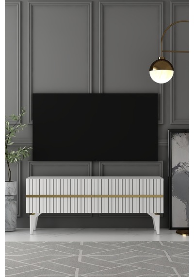 120dhdts5ba Tedy Lazer Pleksi Desenli Tv Sehpası Beyaz-altın