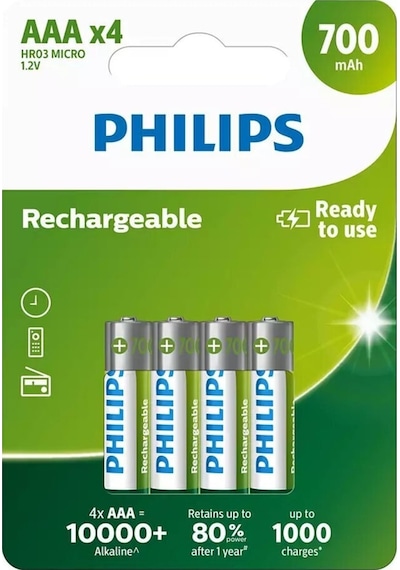 Philips R03B4A70/10 700 mah AAA Şarj Edilebilir Ince Kalem Pil 4'lü