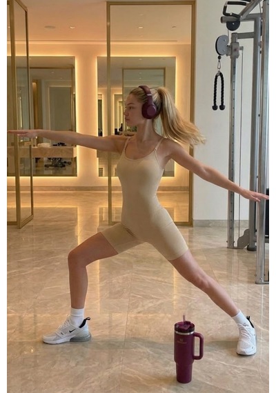 Kadın Havuz Yaka Esnek Ten Dikişsiz Body