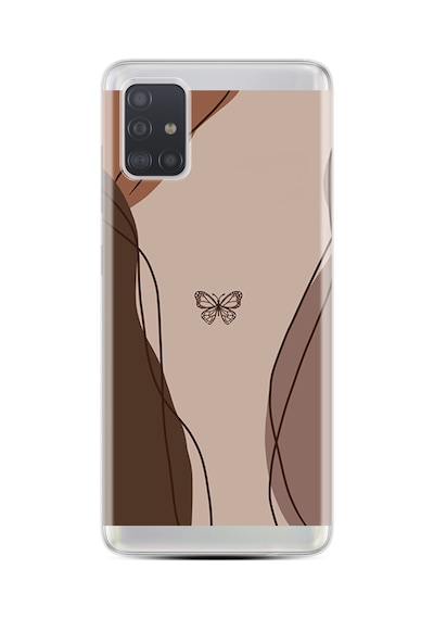 Samsung Samsung Galaxy Uyumlu A51 Kılıf Boutique Baskılı Resimli Kahve Kelebek Pcode -038
