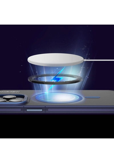 Apple Uyumlu iPhone 13 Pro Max Kılıf Magsafe Şarj Özellikli Youngkit Rock Sand Serisi Kapak Mavi
