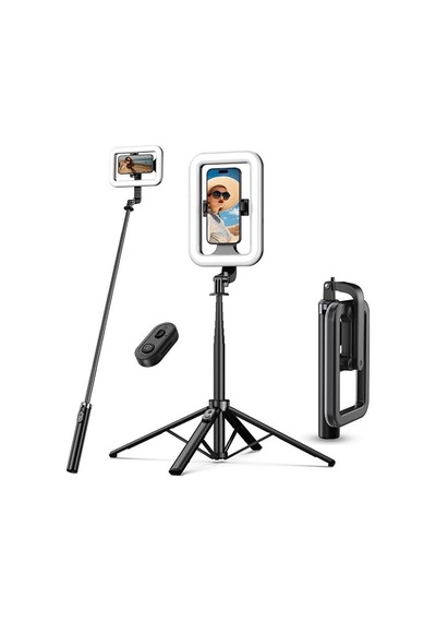 Bluetooth Kumandalı Şarjlı 8 İnç Led Ring Light Katlanabilir Selfie Çubuğu Ve Tripod 3 Renk Tonu 25-138cm Diğer