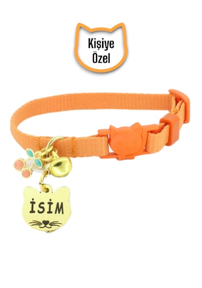 İsimli, Güvenlik Kilitli Kedi Tasması- , İsimlikli Tasma Trkkdz