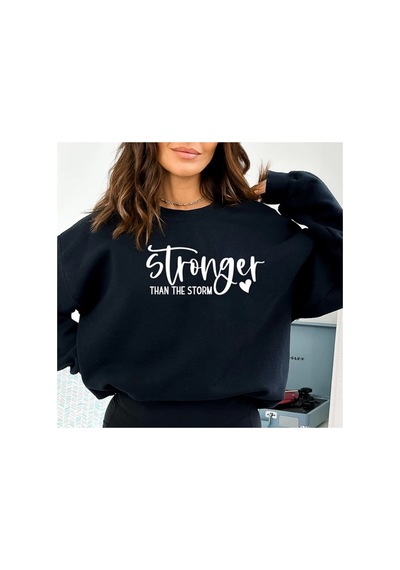 Magors Stıl-x Sevgililer Gününe Özel Stronger Baskılı, Bisiklet Yaka, Pamuklu, Oversıze Sweatshırt Siyah Magors Stıl-x Sevgililer Gününe Özel Stronger Baskılı, Bisiklet Yaka, Pamuklu, Oversıze Sweatshırt Siyah