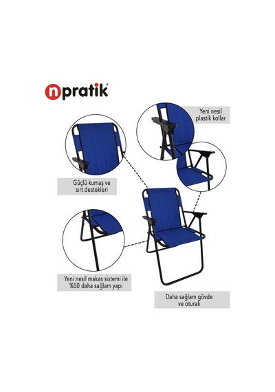 Kamp Sandalyesi Katlanır Sandalye Piknik Sandalyesi Plaj Sandalyesi Mavi Mavi