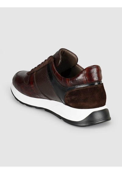 Cabani Hakiki Deri Kahverengi Bağcıklı Erkek Sneaker