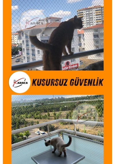 Kedi Balkon Güvenlik Filesi 2.5x17 Mt 2.5mm İp Kalınlığı 4x4 Gözenekli