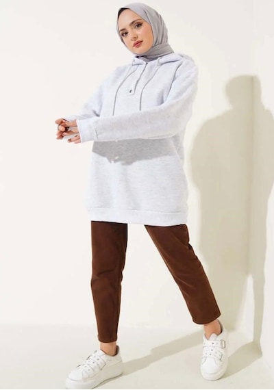 Lovie Moda Kadın Yarım Pat Düğmeli Sweatshirt Gri