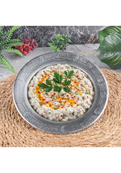 18 Cm 430 Kalite Krom Çelik Yuvarlak Servis Tabağı - Salata Meze Köfte İçin Şık Sunum Tabağı - Kararmaz Fırına Dayanıklı El İmalatı Gaziantep Gri