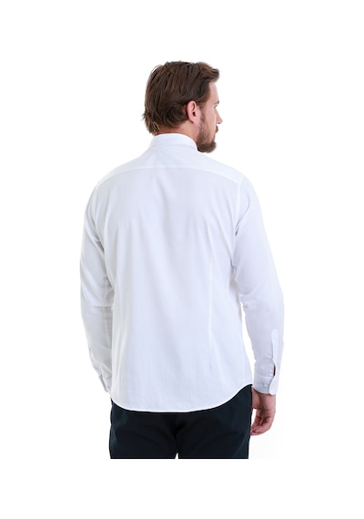 Hatemoğlu Beyaz Slim Fit Düz 100% Pamuk Slim Yaka Uzun Kollu Saten Gömlek 27787 4111993