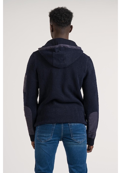 Regular Fit Kapşonlu Yan Fermuarlı Cepli Peluş Sweatshirt Lacivert