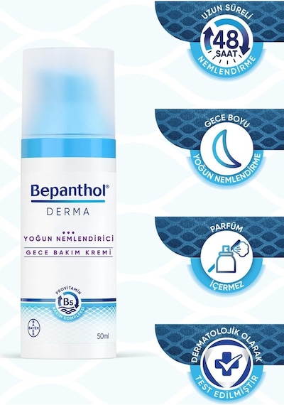 Bepanthol Derma Yoğun Nemlendirici Gece Bakım Kremi 50 ML + Derma Günlük Yüz Temizleme Jeli 200 ML