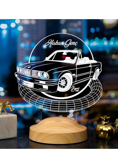 Bmw E30 Cabrio Bmw Logolu Hediye 3d Led Lamba Bmw Hayranına Hediye Çok Renkli