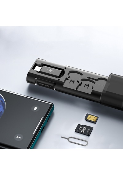 Lenyes Lb605 5in1 Type-c To Type-c Kablolu 60w Çevirici Adaptör Seti Saklama Kutusu Siyah