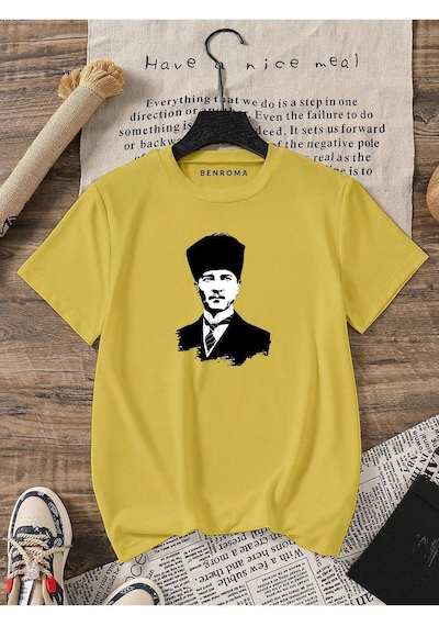 Atatürk Baskılı Oversize Unisex Tişört Çok Renkli