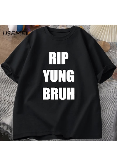 Flood Of Style Rıp Yung Bruh T Shirt Lil Tracy Meme Peep T-shirt Komik Yaz Pamuk Tshirt Tees Boy T-shirt Yun Siyah