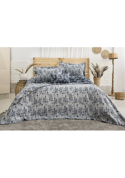 Valencia 4 Parça Çift Kişilik Yatak Örtüsü Seti Lacivert 240 X 260 Cm Lacivert